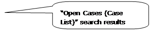 Rounded Rectangular Callout: “Open Cases (Case List)” search results Rounded Rectangular Callout: “Open Cases (Case List)” search results