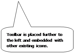Rounded Rectangular Callout: Toolbar is placed further to the left and embedded with other existing icons. Rounded Rectangular Callout: Toolbar is placed further to the left and embedded with other existing icons.