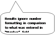 Rounded Rectangular Callout: Results ignore number formatting in comparison to what was entered in “Number” field. Rounded Rectangular Callout: Results ignore number formatting in comparison to what was entered in “Number” field.