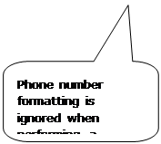 Rounded Rectangular Callout: Phone number formatting is ignored when performing a search. Rounded Rectangular Callout: Phone number formatting is ignored when performing a search.